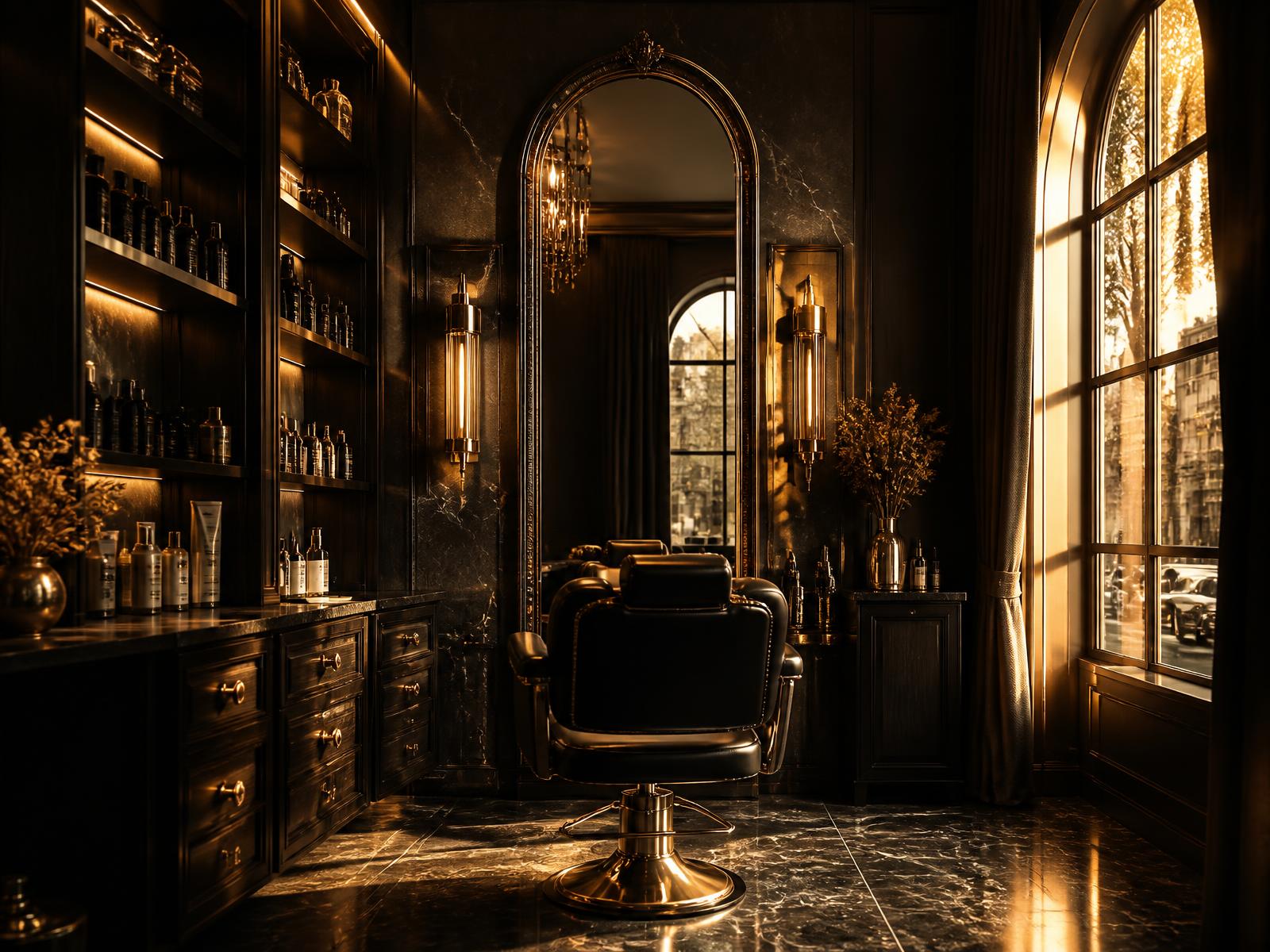 Interior of El Dorado Parlour with brass fittings and warm golden light