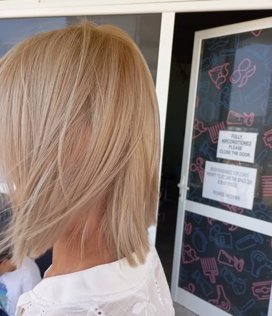 Soft blonde bob with layered movement