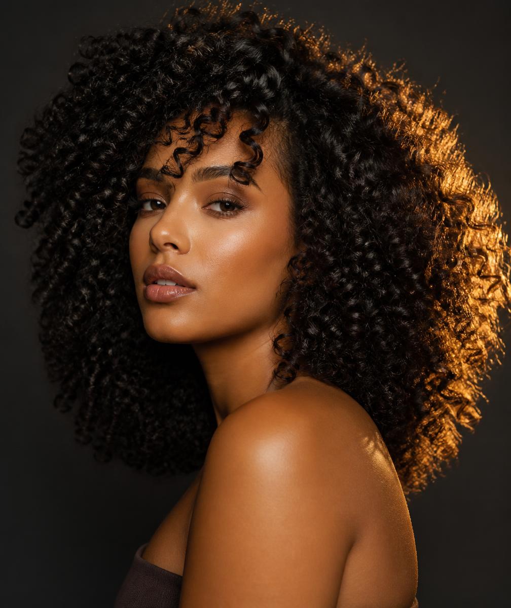 Woman with defined natural curls